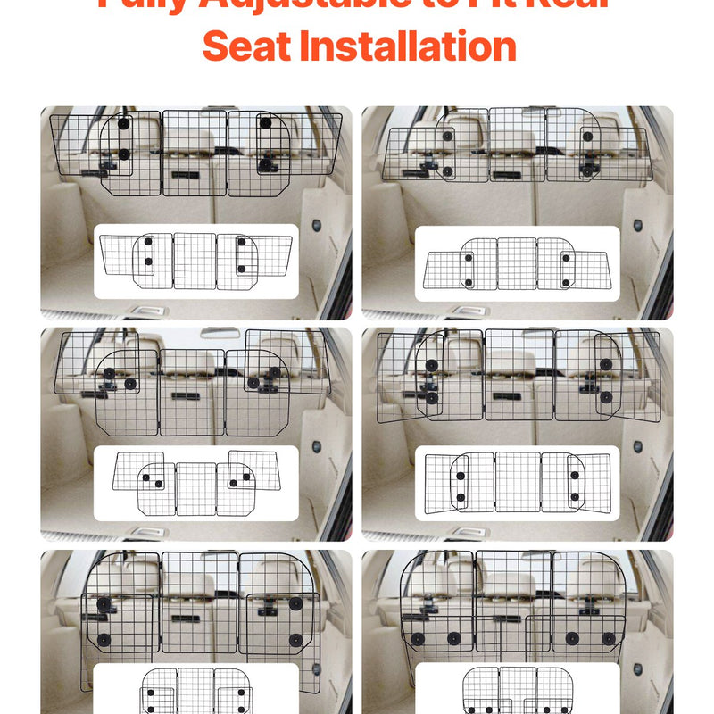 VEVOR suņa auto barjera, 930 mm - 1524 mm regulējams dzīvnieku dalītājs bagāžniekam