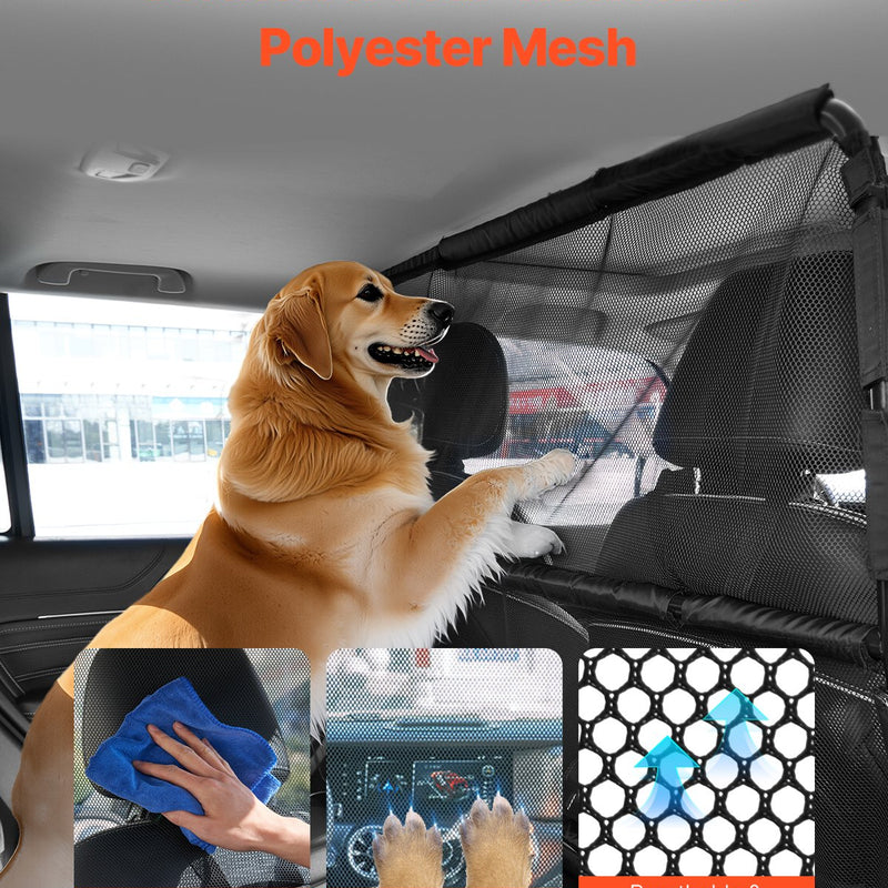 VEVOR suņa auto barjera, 1422 mm plaša, priekšējo sēdekļu uzstādīšana, auto dalītājs SUV