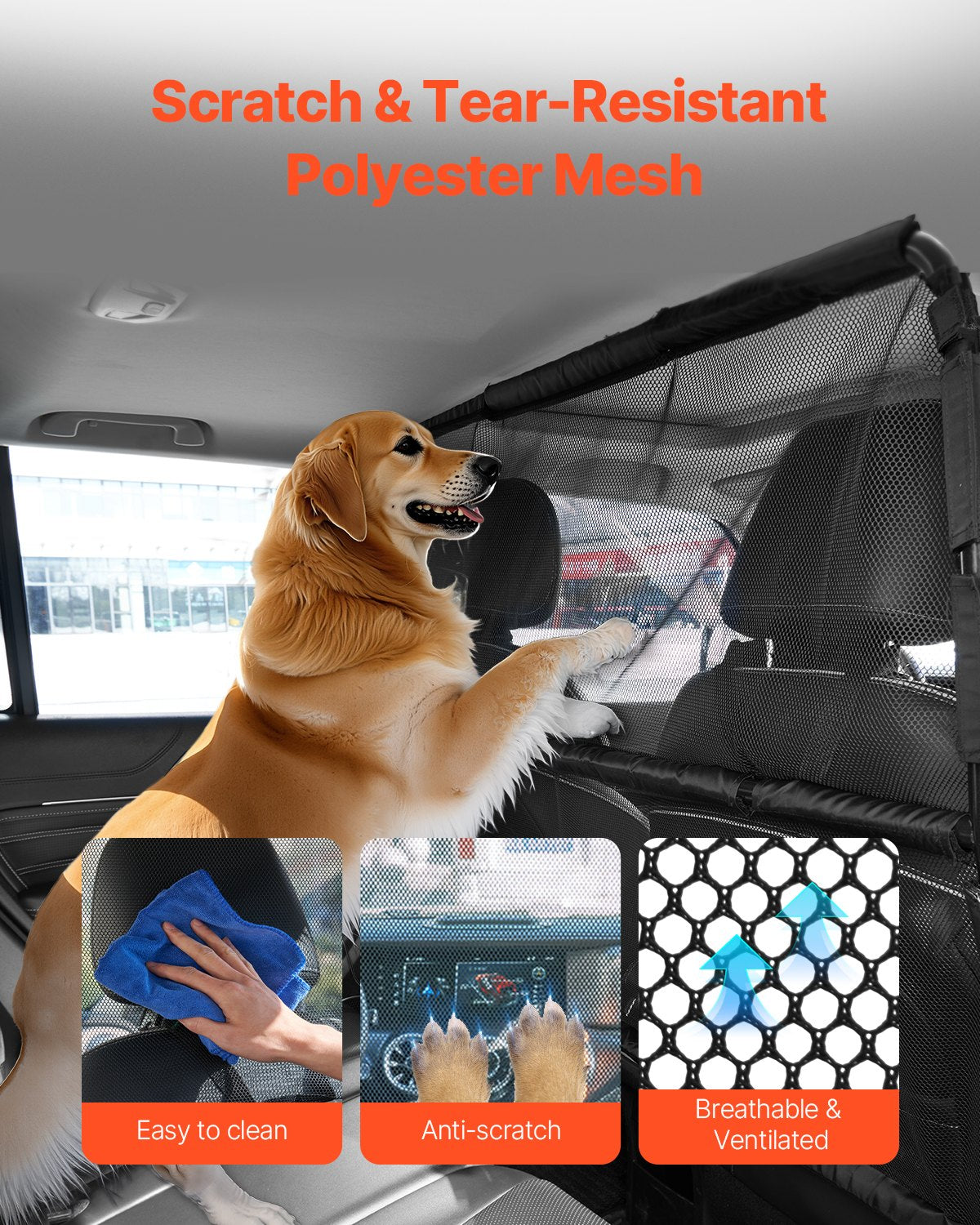 VEVOR Dog Car Barrier for Front Seats SUV, 142 cm