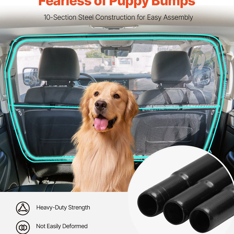 VEVOR suņa auto barjera, 1422 mm plaša, priekšējo sēdekļu uzstādīšana, auto dalītājs SUV