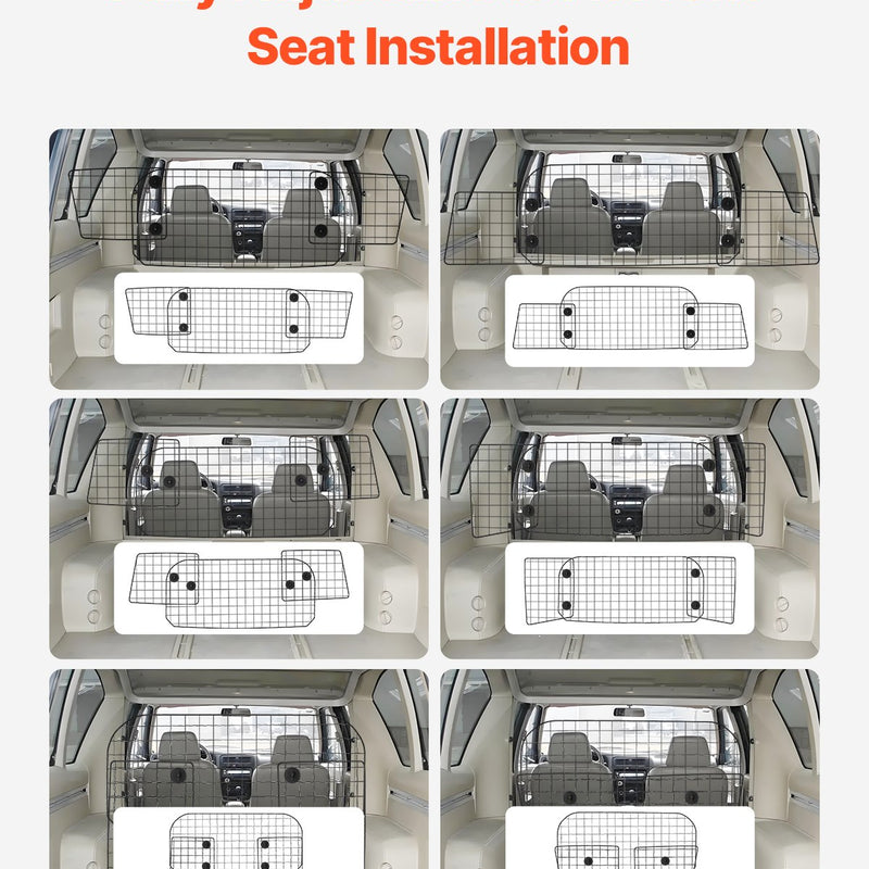 VEVOR suņa auto barjera, 900 mm - 1540 mm regulējams dzīvnieku dalītājs vārtiem kravas automašīnām un SUV