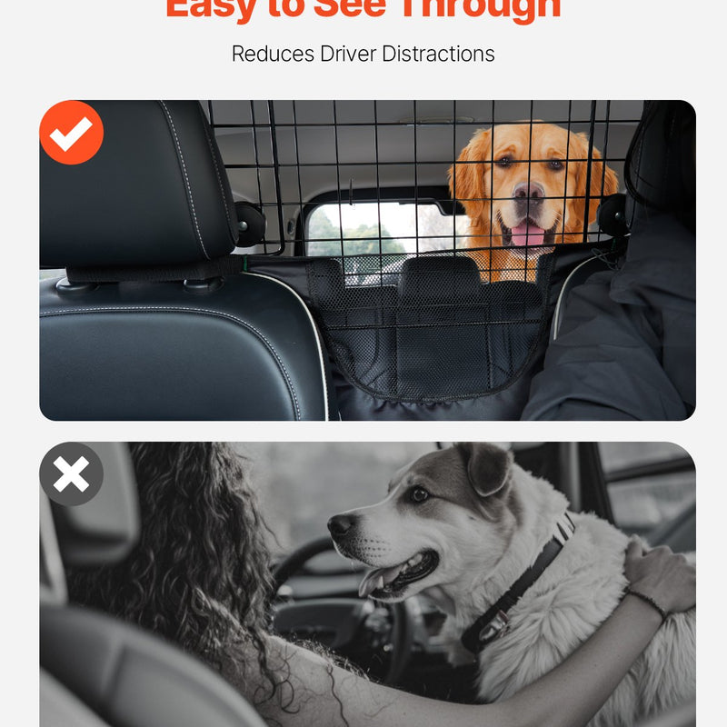 VEVOR suņa auto barjera, 900 mm - 1540 mm regulējams dzīvnieku dalītājs vārtiem kravas automašīnām un SUV