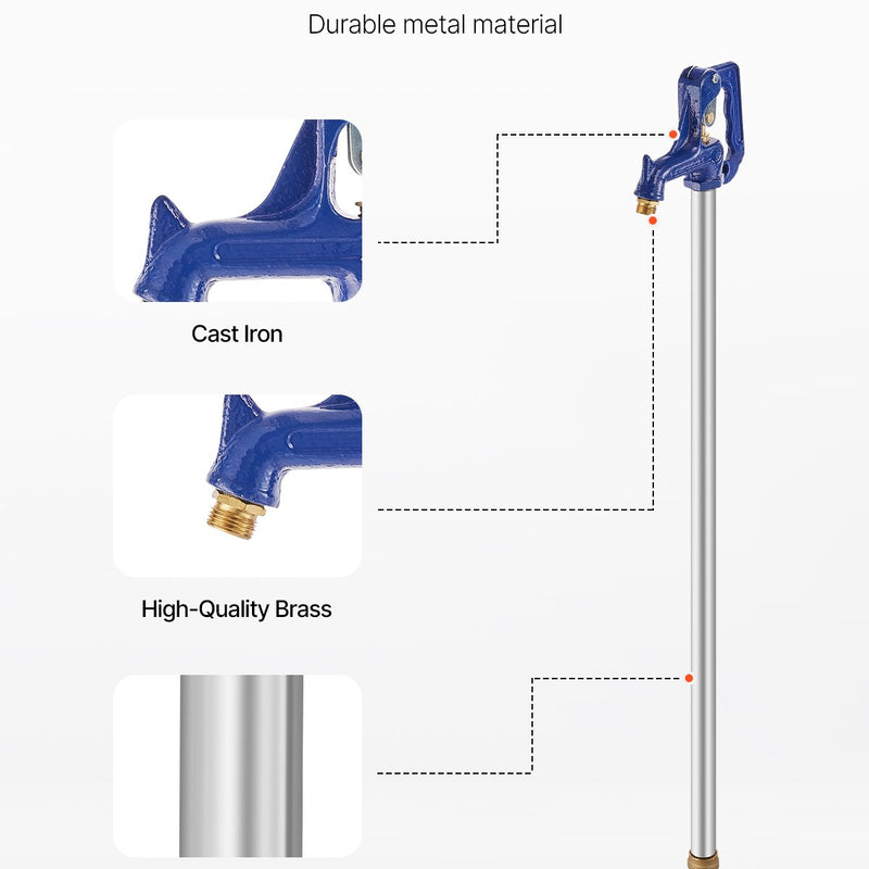 VEVOR salizturīgs dārza hidrants no čuguna - garums 1,91 m, dziļums 1,22 m