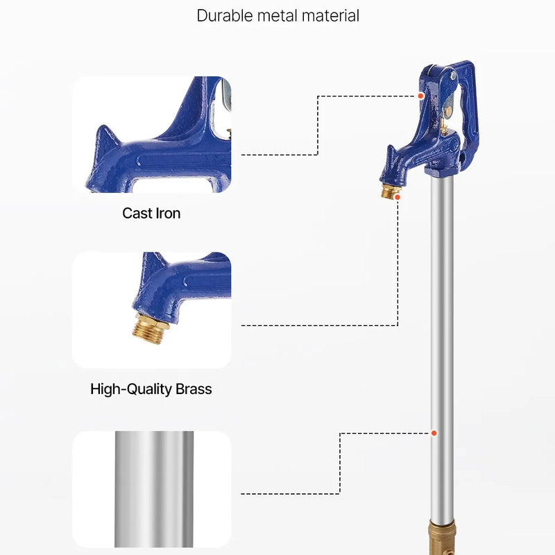 VEVOR salizturīgs dārza hidrants 1 m garums, 30 cm ierokamais dziļums, izturīgs čuguns