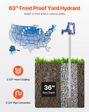 VEVOR salaizturīgs dārza ūdens krāns, 160 cm garums, 91 cm ierakuma dziļums, čuguna korpuss