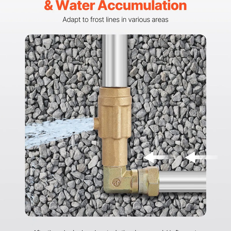 VEVOR salaizturīgs dārza ūdens krāns, 160 cm garums, 91 cm ierakuma dziļums, čuguna korpuss