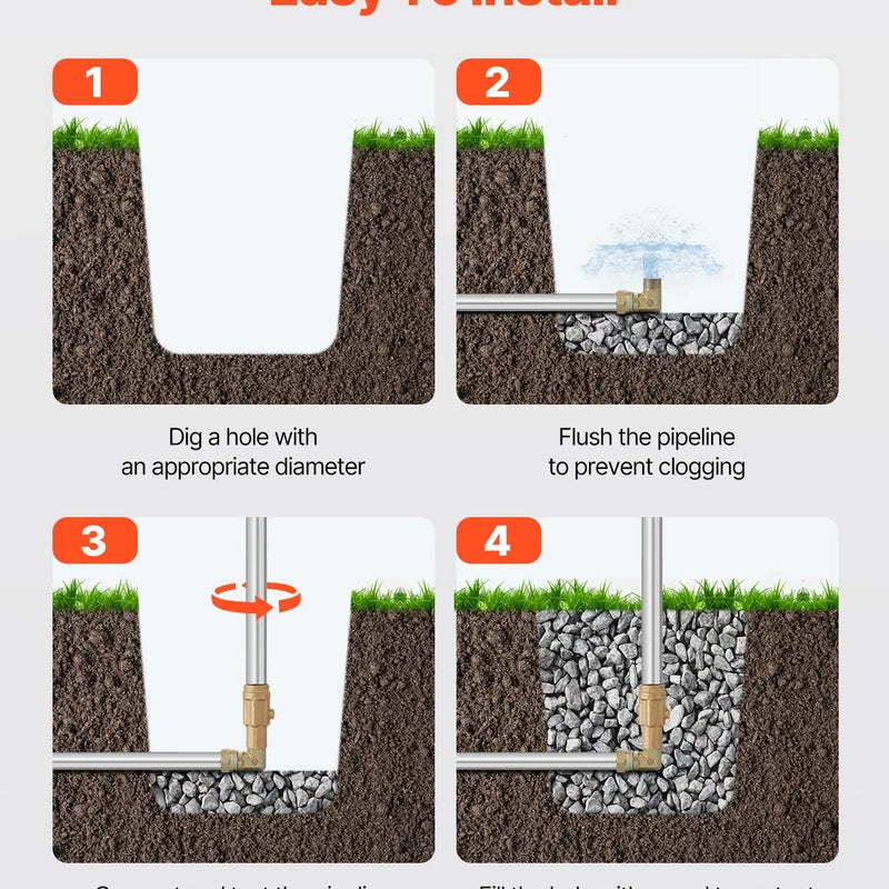 VEVOR salaizturīgs dārza ūdens krāns, 160 cm garums, 91 cm ierakuma dziļums, čuguna korpuss