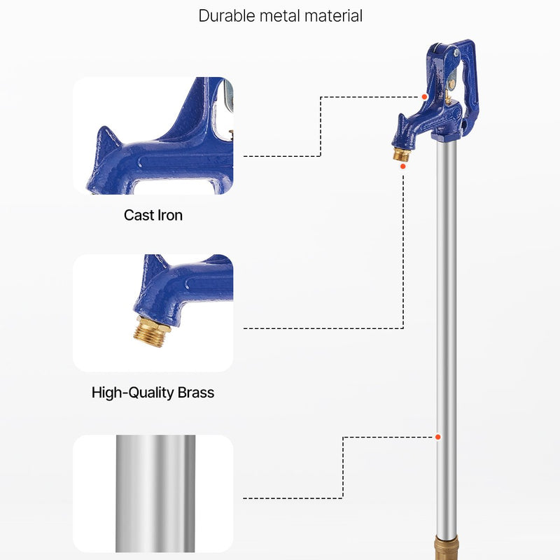 VEVOR salizturīgs dārza hidrants 1,3 m garums, 61 cm ierokamais dziļums, izturīgs čuguns