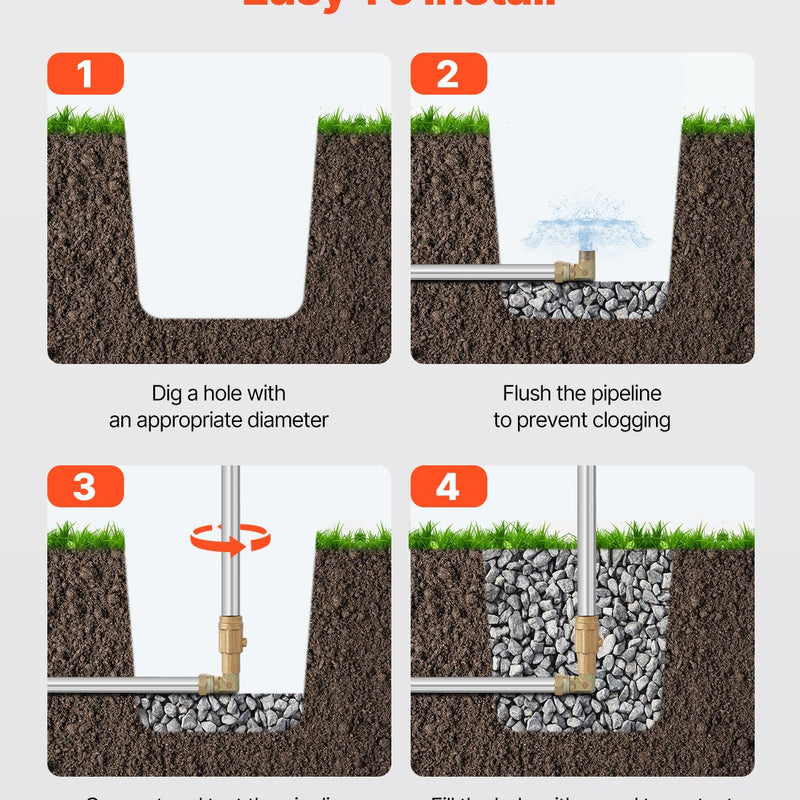 VEVOR salizturīgs dārza hidrants 1,3 m garums, 61 cm ierokamais dziļums, izturīgs čuguns