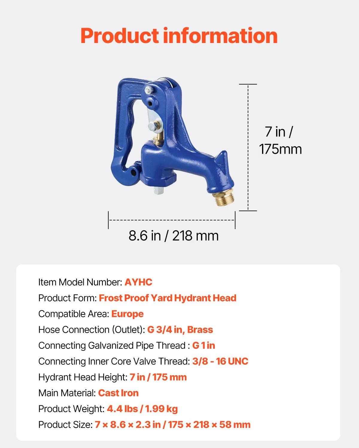 Outdoor Tap Frost-Resistant Replacement Valve (Blue) – Anti-Freeze Hydrant Head Mechanism