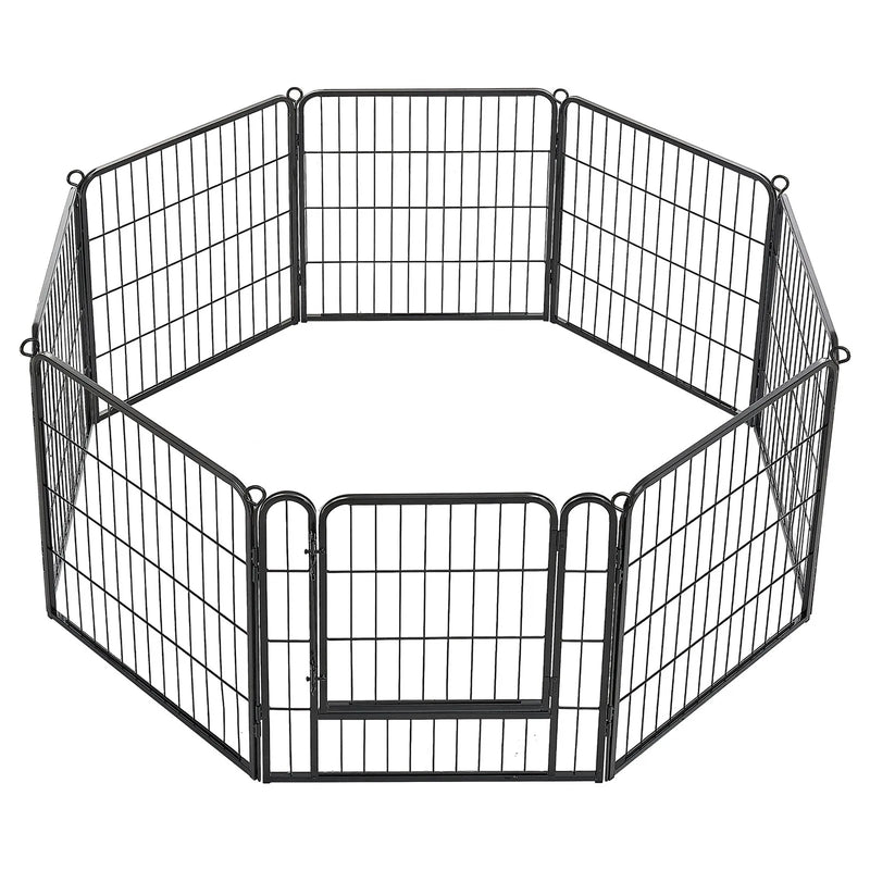 VEVOR saliekams metāla voljērs ar durvīm, 61 cm, 8 paneļi, melns