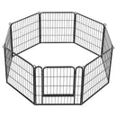 VEVOR saliekams metāla voljērs ar durvīm, 61 cm, 8 paneļi, melns