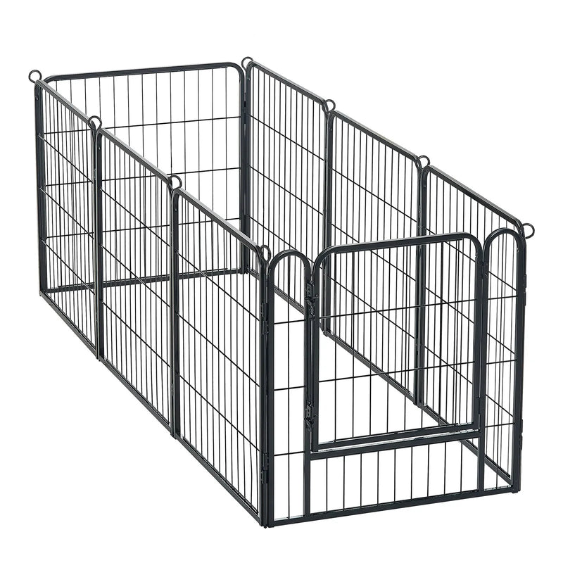 VEVOR saliekams metāla voljērs ar durvīm, 61 cm, 8 paneļi, melns