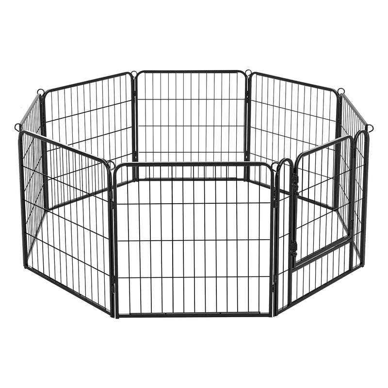 VEVOR saliekams metāla voljērs ar durvīm, 61 cm, 8 paneļi, melns