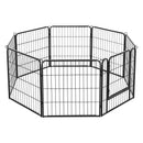 VEVOR saliekams metāla voljērs ar durvīm, 61 cm, 8 paneļi, melns