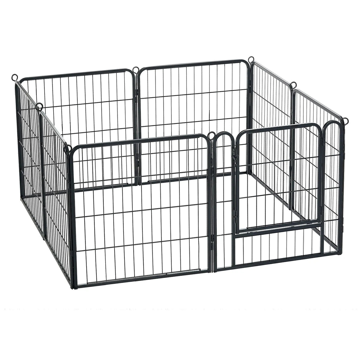 VEVOR salokāms metāla suņu aploks ar durvīm, 8 paneļi, 61 cm, melns