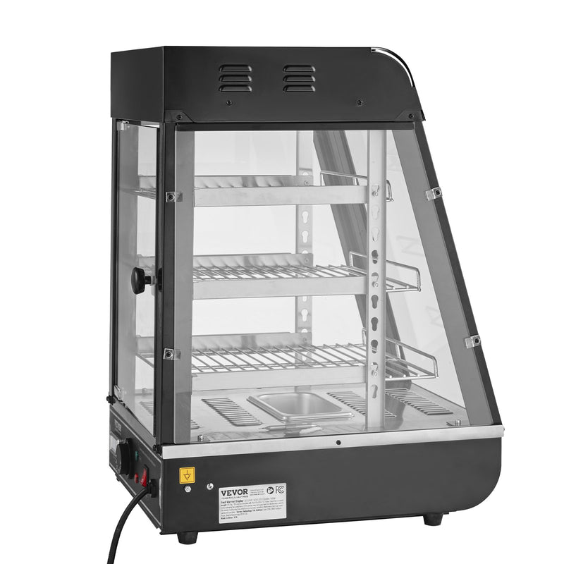 VEVOR 3 līmeņu komerciālais pārtikas sildītājs ar apgaismojumu, galda virsmas picas skapītis