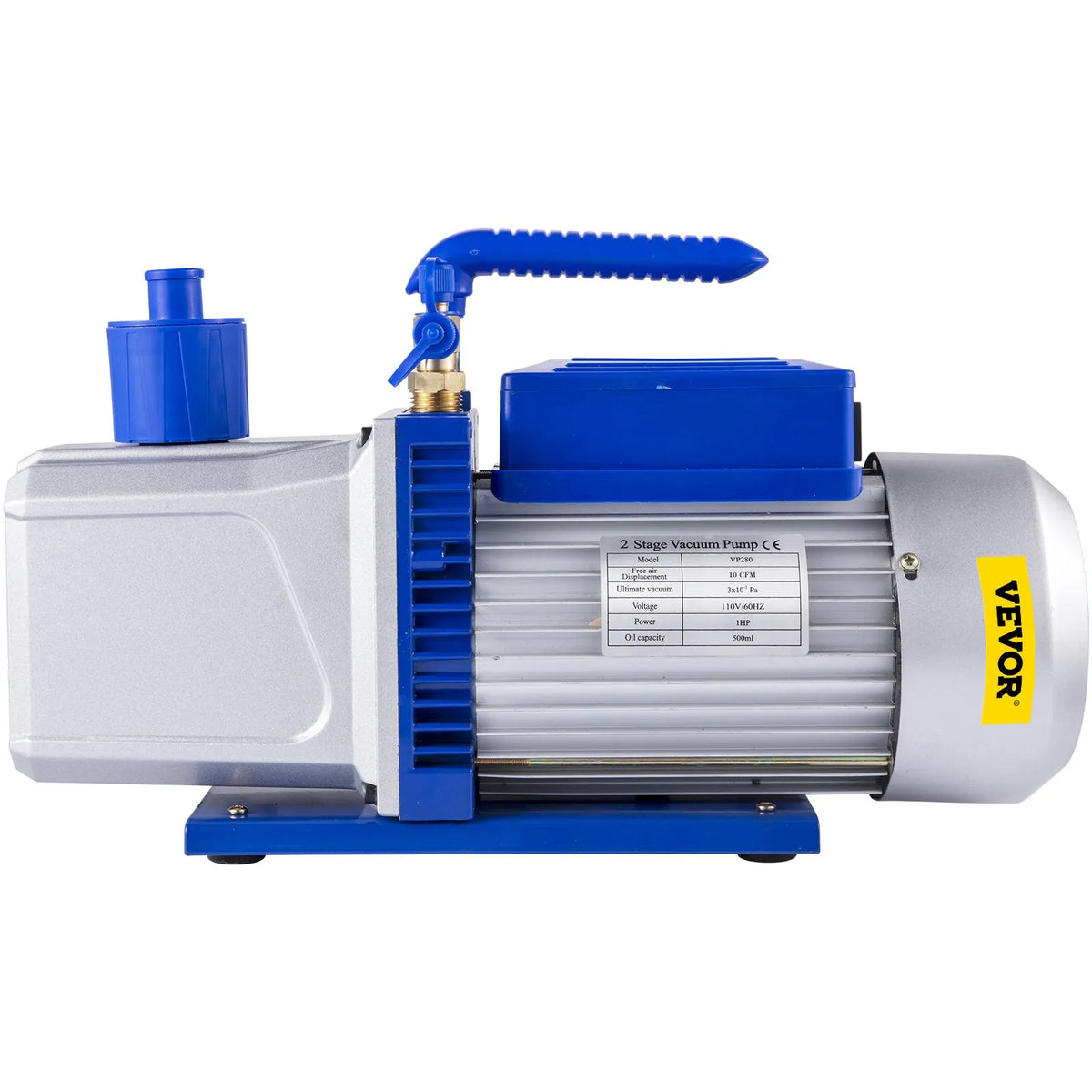 VEVOR Two-Stage Rotary Vane HVAC Vacuum Pump 717 l/min, 746 W (1 HP), Ultimate Vacuum 0.3 Pa, for Car A/C System Evacuation and Repair