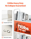 Ripojošs bibliotēkas grāmatu ratiņš, 150 kg kravnesība, 77 × 38 × 122 cm, ar vienpusējām V veida plauktiem un 76,2 mm fiksējamiem riteņiem, grāmatu ratiņš mājai, birojam un skolai, balts