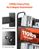 Ripojošs bibliotēkas grāmatu ratiņš, 150 kg kravnesība, 77 × 38 × 122 cm, ar vienpusējiem V veida plauktiem un 76,2 mm fiksējamiem riteņiem, grāmatu ratiņš mājai, birojam un skolai, melns