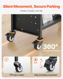 Ripojošs bibliotēkas grāmatu ratiņš, 150 kg kravnesība, 77 × 38 × 122 cm, ar vienpusējiem V veida plauktiem un 76,2 mm fiksējamiem riteņiem, grāmatu ratiņš mājai, birojam un skolai, melns