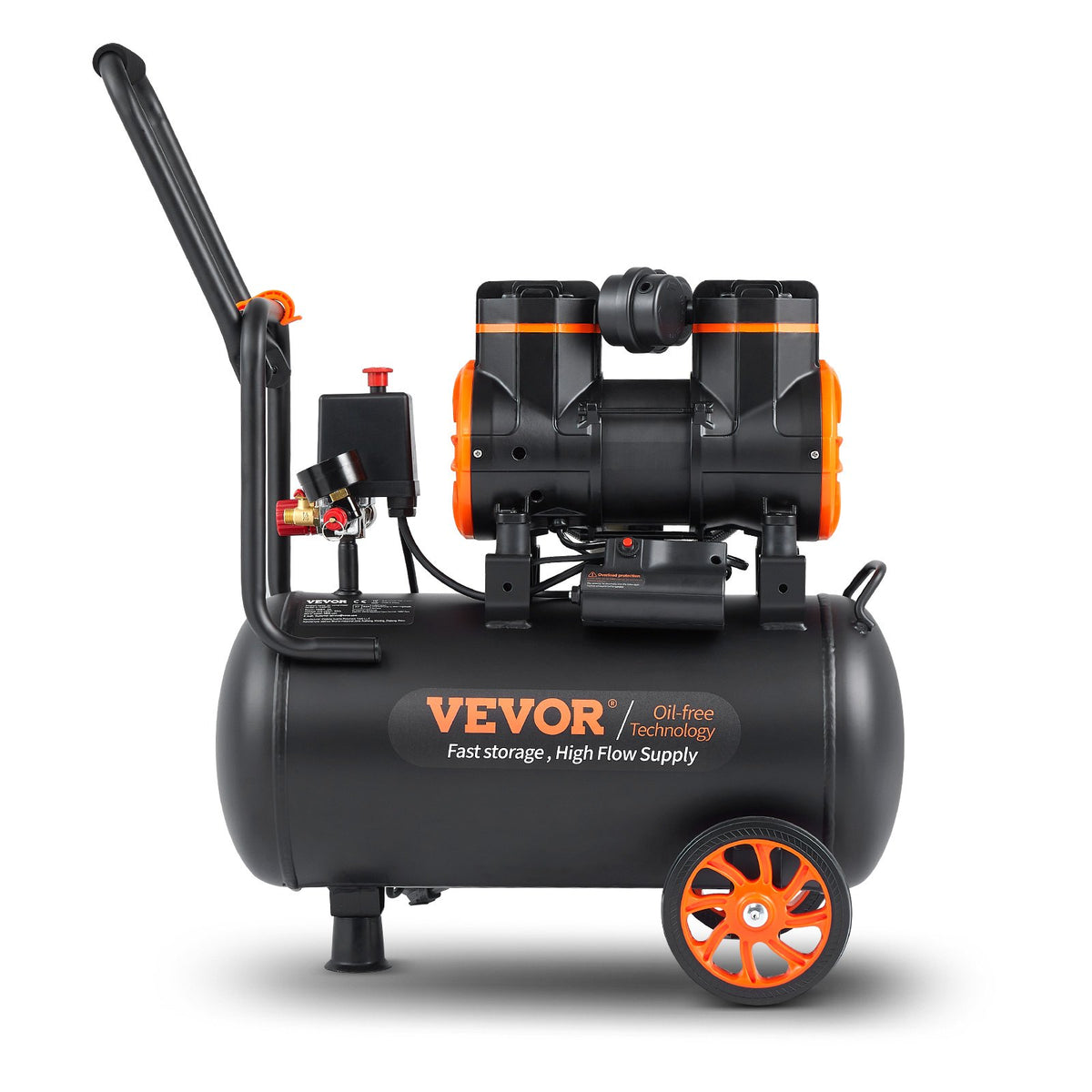 VEVOR gaisa kompresors 24 L, 1450 W, 3,35 CFM @ 90 PSI, maksimālais spiediens 116 PSI (8 bar)