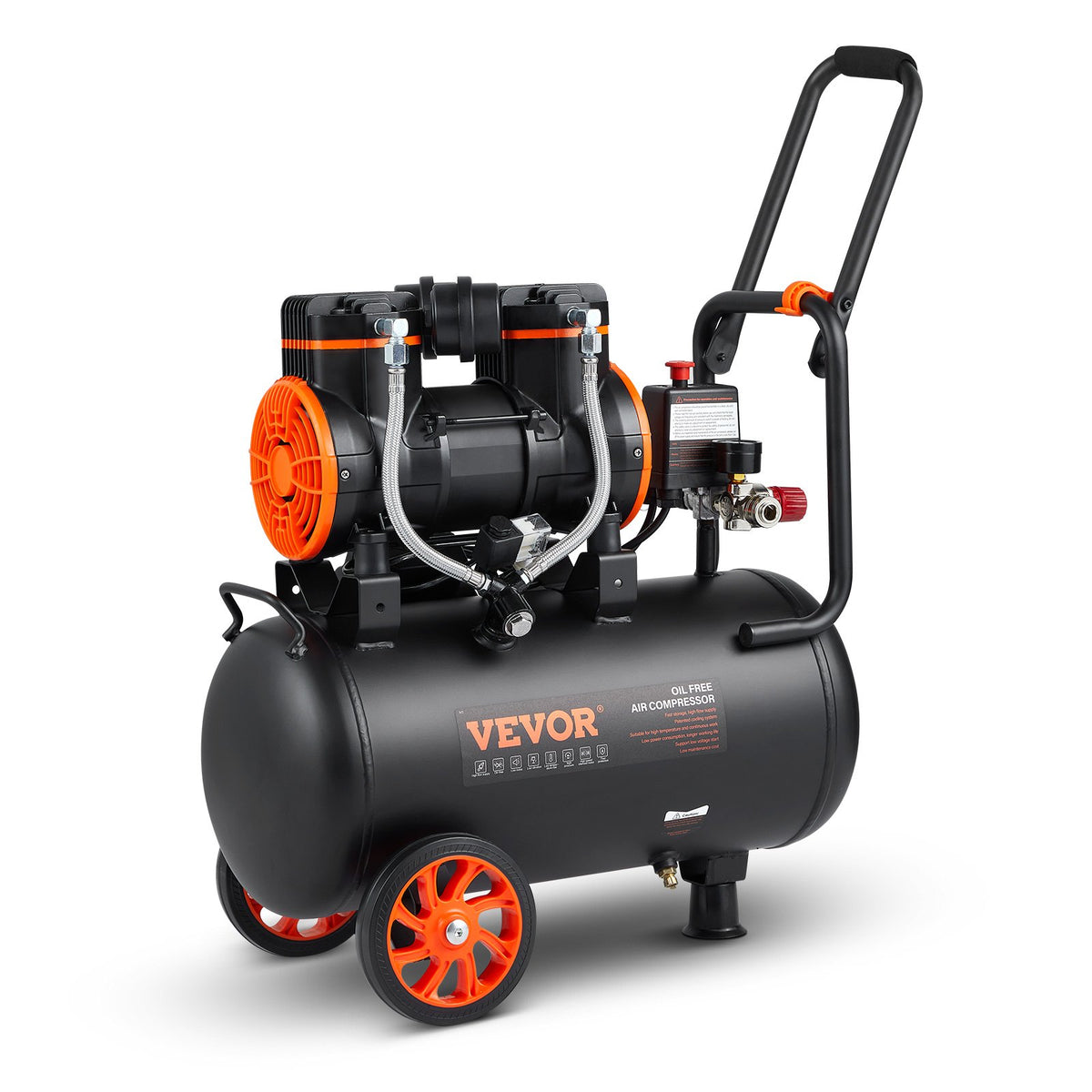 VEVOR gaisa kompresors 24 L, 1450 W, 3,35 CFM @ 90 PSI, maksimālais spiediens 116 PSI (8 bar)