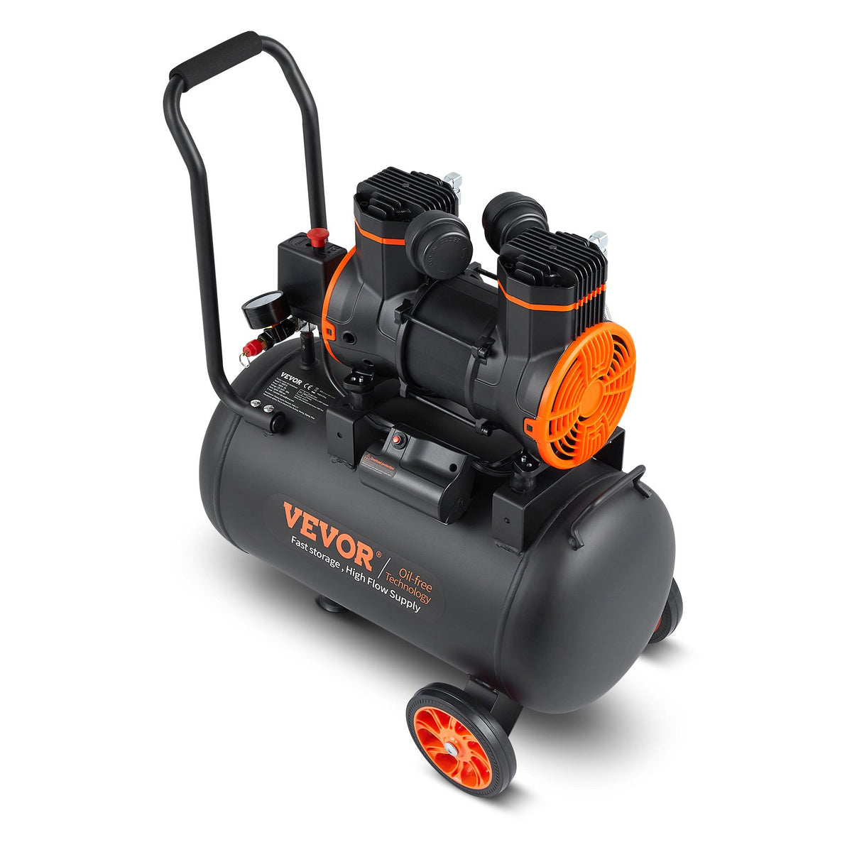 VEVOR gaisa kompresors 35 l, 1800 W, 5,12 CFM @ 6,2 bar, 70 dB, īpaši kluss, bez eļļas