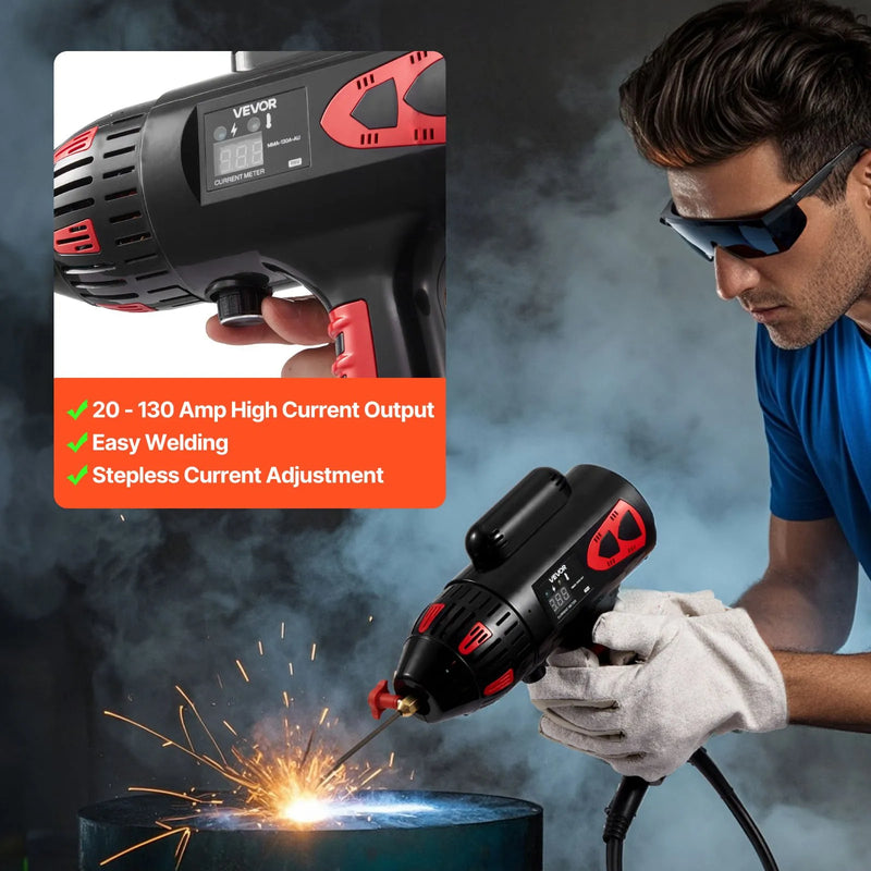 VEVOR Pārnēsājams Rokas Metināšanas Aparāts 20-130A ar Nepārtrauktu Strāvas Regulēšanu