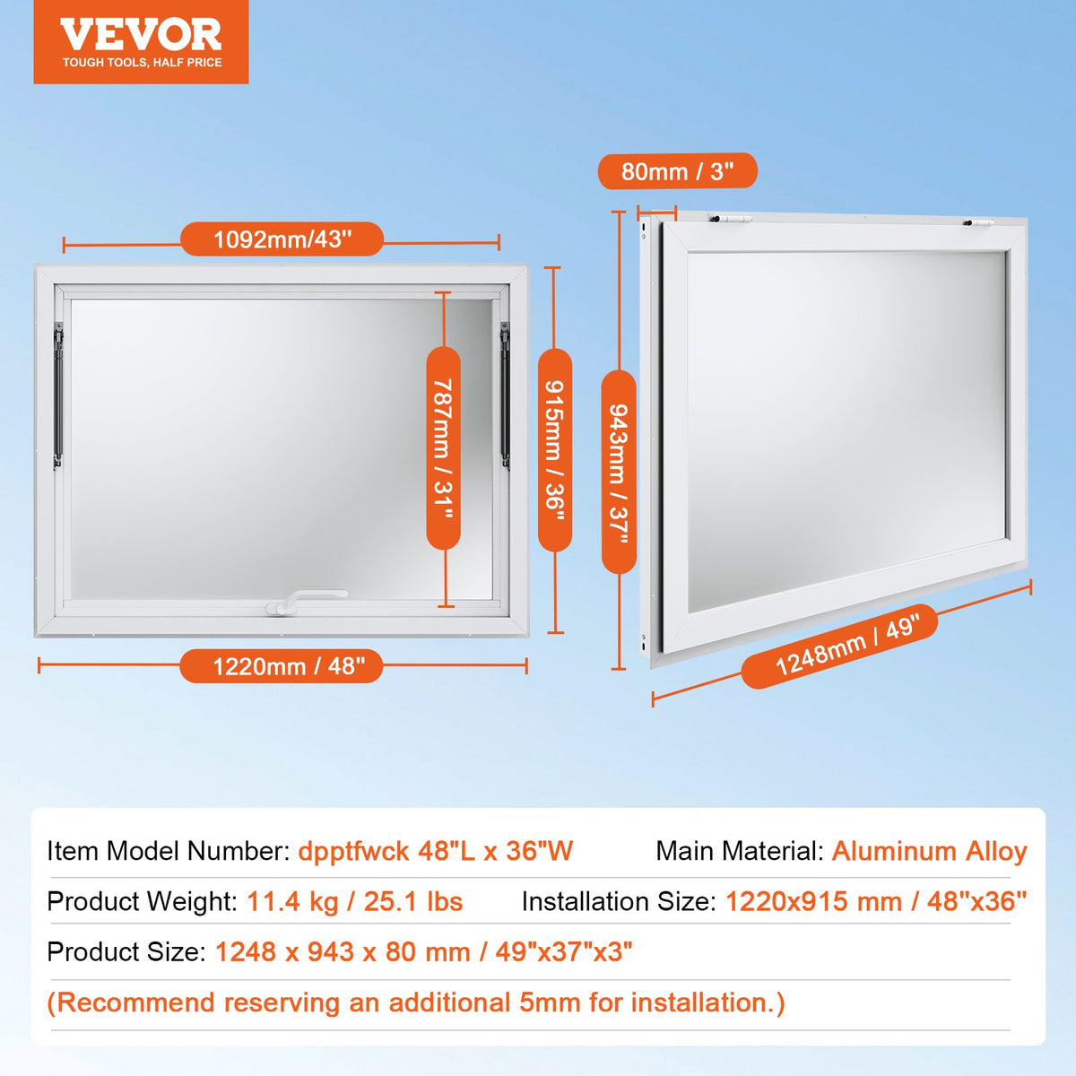VEVOR teenindusaken 122 × 91 cm varikatusega, toiduauto teenindusstend