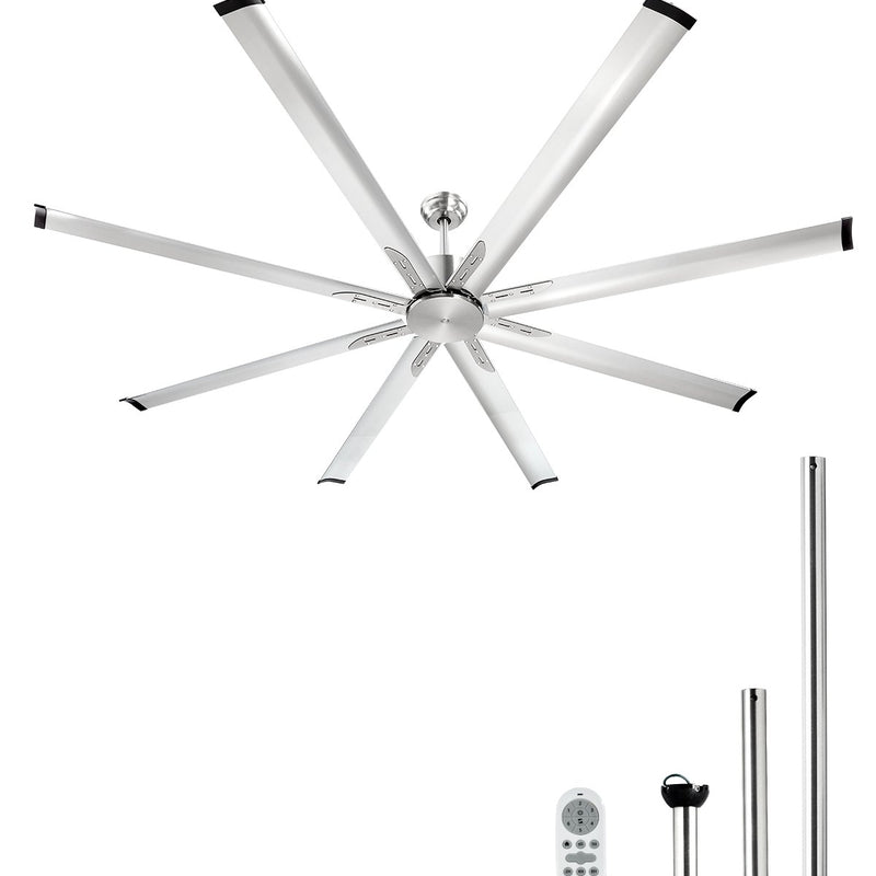 VEVOR 213 cm alumīnija griestu ventilators bez apgaismojuma, tālvadības pults, matēta niša