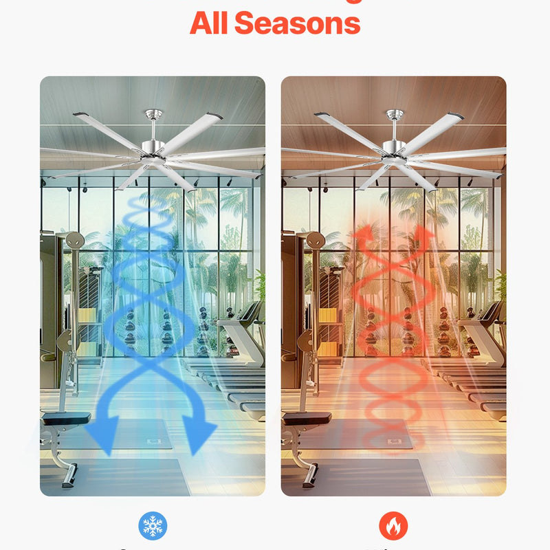 VEVOR 213 cm alumīnija griestu ventilators bez apgaismojuma, tālvadības pults, matēta niša