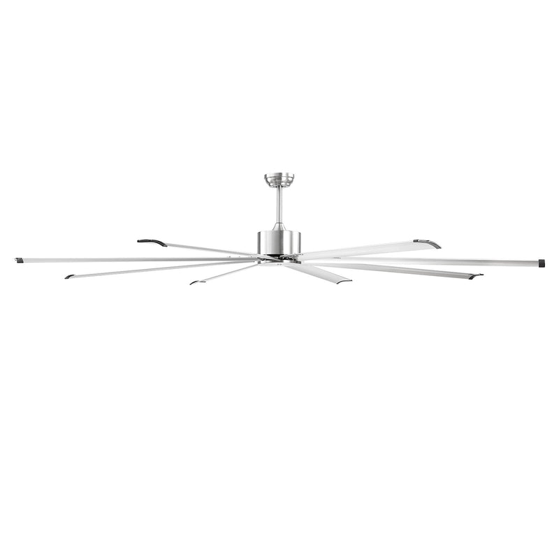 VEVOR 244 cm alumīnija griestu ventilators bez apgaismojuma, ar tālvadības pulti, matēti niķeļa krāsā