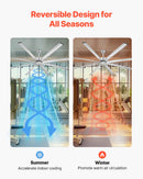 VEVOR 244 cm alumīnija griestu ventilators bez apgaismojuma, ar tālvadības pulti, matēti niķeļa krāsā