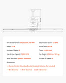 VEVOR 244 cm alumīnija griestu ventilators bez apgaismojuma, ar tālvadības pulti, matēti niķeļa krāsā