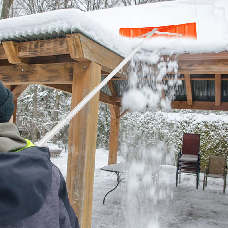 Sniega jumta lāpsta, 63,5 cm plastmasas asmens, 640 cm alumīnija kāts, neslīdošs rokturis, viegli saliekama un lietojama jumta, automašīnas sniega un slapjo lapu tīrīšanai