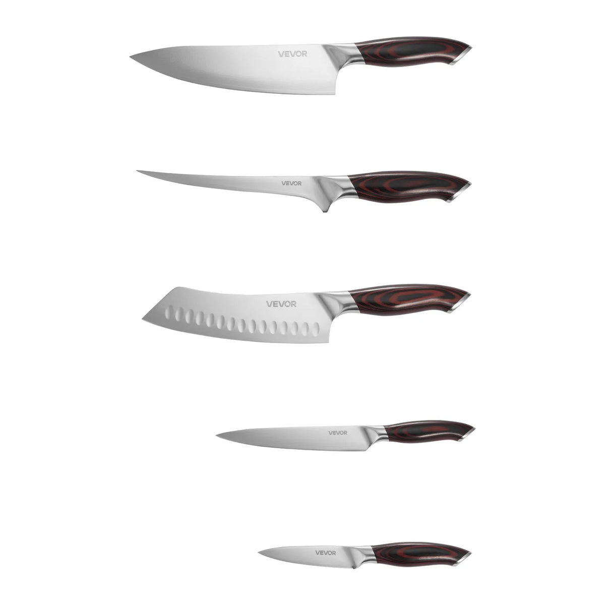 VEVOR Professional Kitchen Knife Set 5 Pieces, High Carbon Stainless Steel, Ergonomic Handles