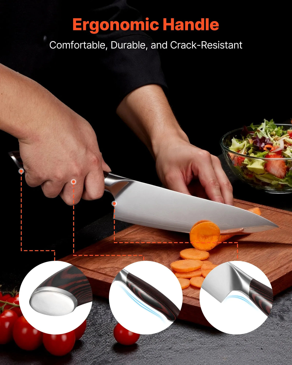 VEVOR Professional Kitchen Knife Set 5 Pieces, High Carbon Stainless Steel, Ergonomic Handles