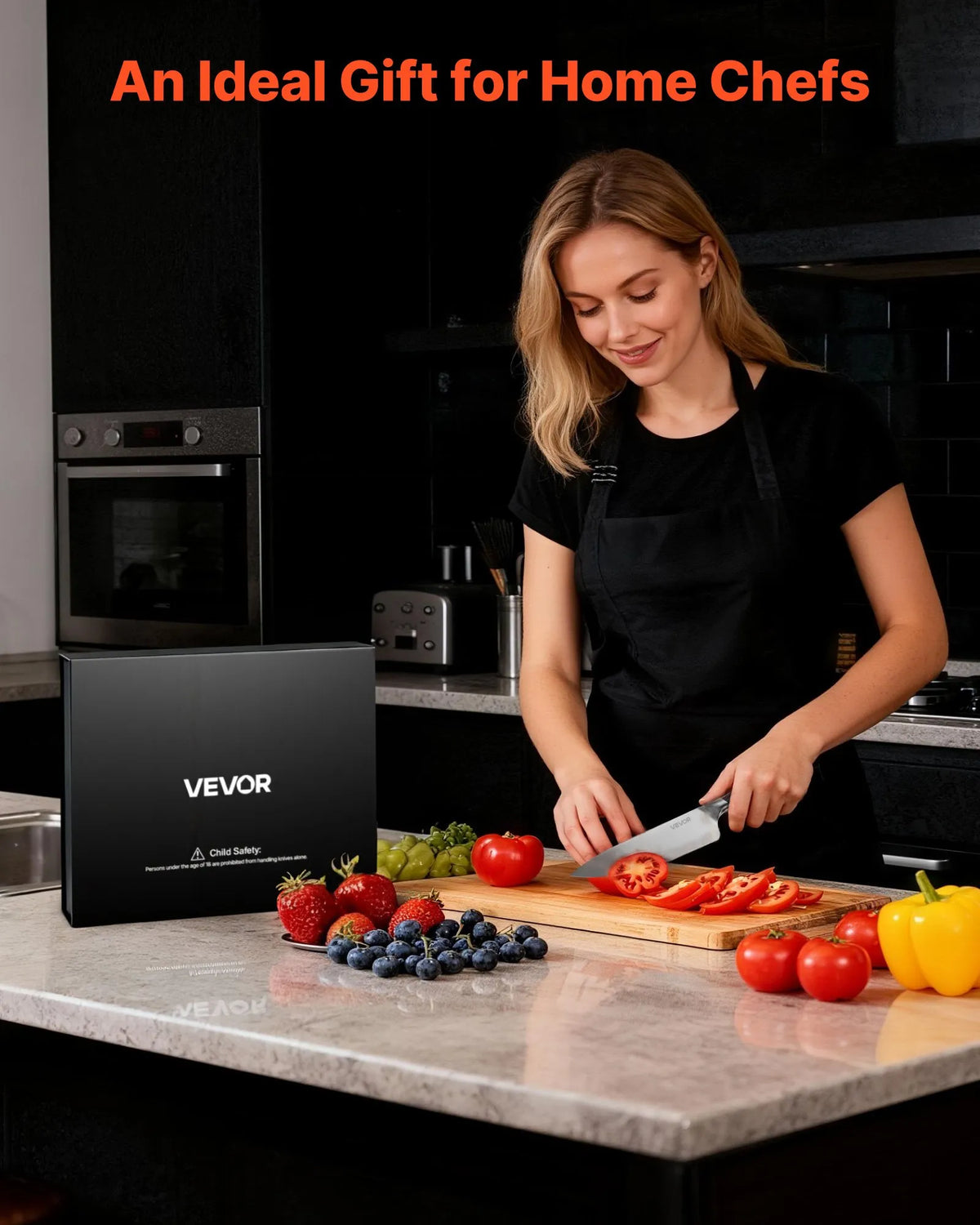 VEVOR Professional Kitchen Knife Set 5 Pieces, High Carbon Stainless Steel, Ergonomic Handles