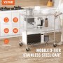 VEVOR Kitchen Trolley with 3 Shelves, 300 kg Capacity, Steel, 80 mm Deep Baskets and 6 Hooks