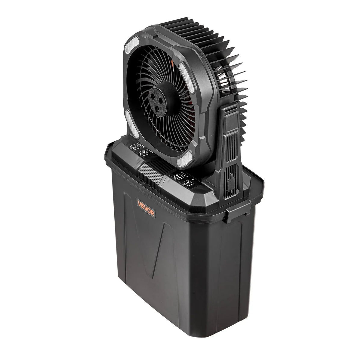 VEVOR miglas ventilators ar motoru virs 2700 apgr./min, ūdens dzesēšanas ventilators ar 9 l ūdens tvertni, 10 000 mAh akumulatoru, 4 ātruma un 5 apgaismojuma režīmi, piemērots iekštelpām, ārtelpām un terasei - ZEMLETES.LV