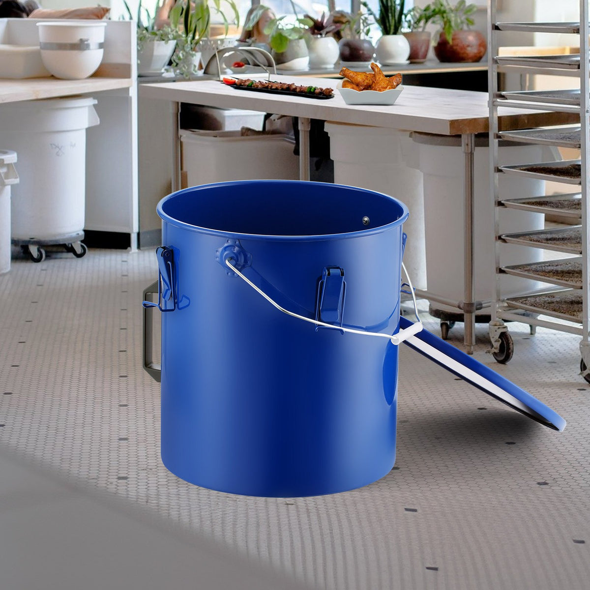 VEVOR Deep Fryer Oil Tank 22.7 L, Carbon Steel with Anti-Corrosion Coating, Lid and Filter Bag