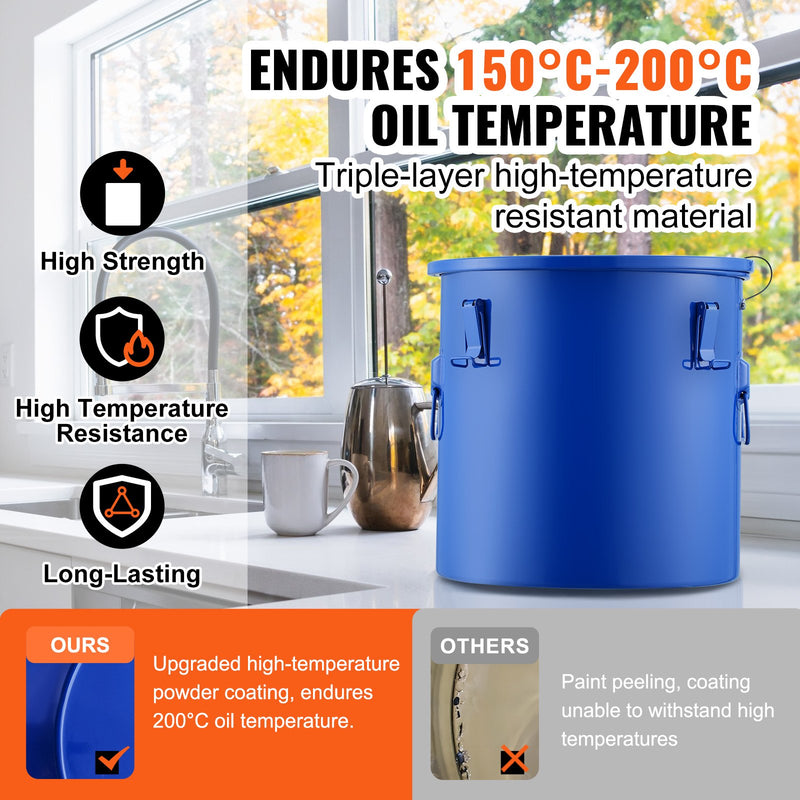 VEVOR frī eļļas spainis, 30 л, остекление, заморозка, вакс, блокировка, фильтр майсиньш, зилс