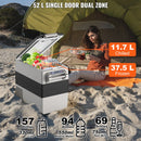 52L VEVOR pārnēsājams auto ledusskapis/saldētavas kompresors, divas zonas