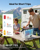 VEVOR 12 l auto ledusskapis ar kompresoru, pārnēsājama 12 V/24 V DC un 100–240 V AC elektriskā saldētava ar rokturi, temperatūra no -20 °C līdz 20 °C, kemperiem, automašīnām, laivām un kempingam