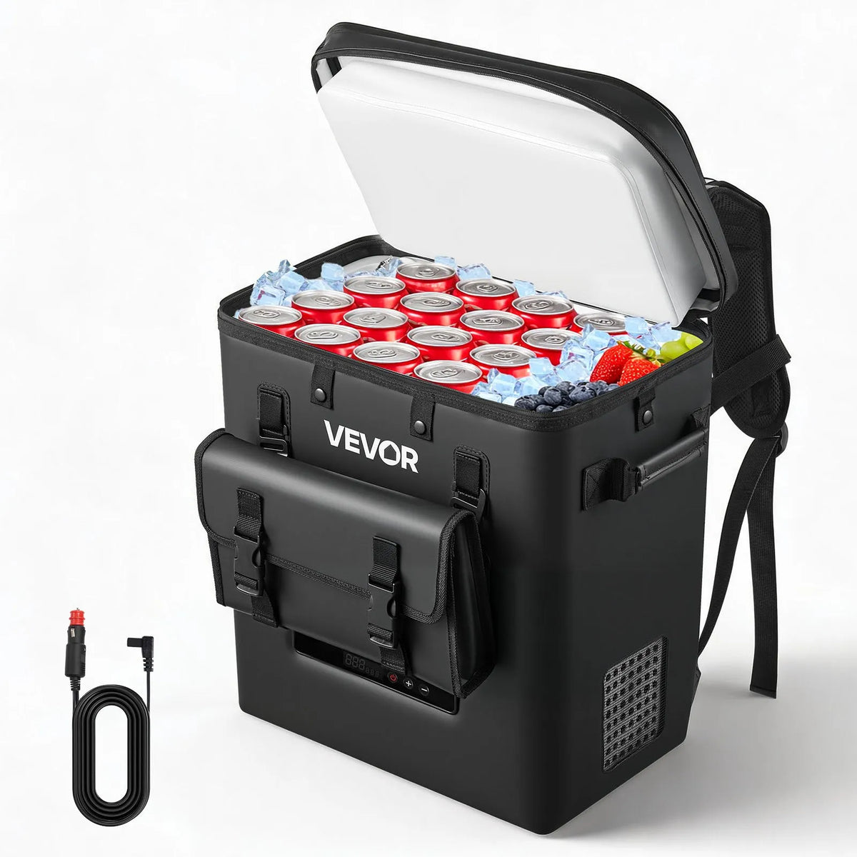 VEVOR 13 l pārnēsājams automašīnas kompresora ledusskapis 12/24 V līdzstrāvai, no -6 līdz 10 °C