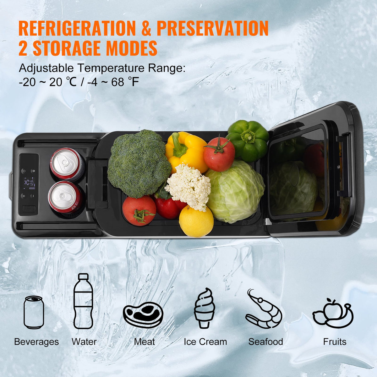 15L VEVOR Portable Car Fridge Freezer with Compressor, Single Zone, for Car and Home Use
