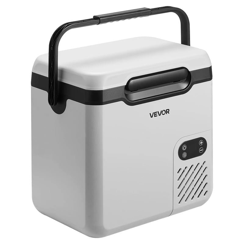 VEVOR 18 l auto ledusskapis ar kompresoru, pārnēsājama 12 V/24 V DC un 100–240 V AC elektriskā saldētava ar rokturi, temperatūra no -20 °C līdz 20 °C, kemperiem, automašīnām, laivām un kempingam