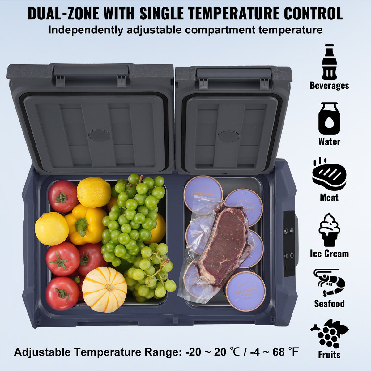 25L VEVOR Portable Car Cooler/Freezer Compressor, Dual Zone