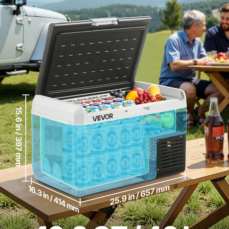 VEVOR 12 V auto ledusskapis 40 l ar regulējamu temperatūru - 20 ℃ līdz 20 ℃, pārnēsājams kompresora dzesētājs ar 12/24 V DC un 100–240 V AC, kempingam, ceļojumiem un RV - ZEMLETES.LV